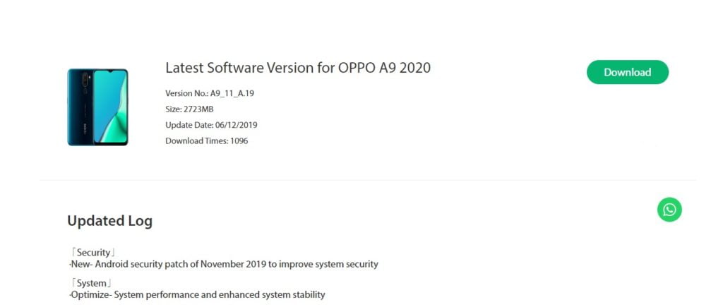 OPPO A9 2020 November Security Patch Update Rolling Out