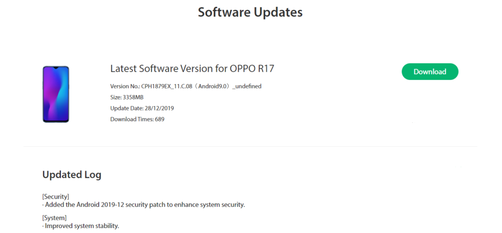 Oppo R17 December Security Patch Update Rolling Out - Realmi Updates