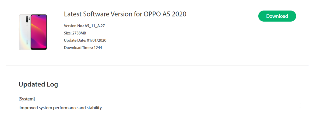 Oppo A5 2020 January Update Rolling Out - Realme Updates