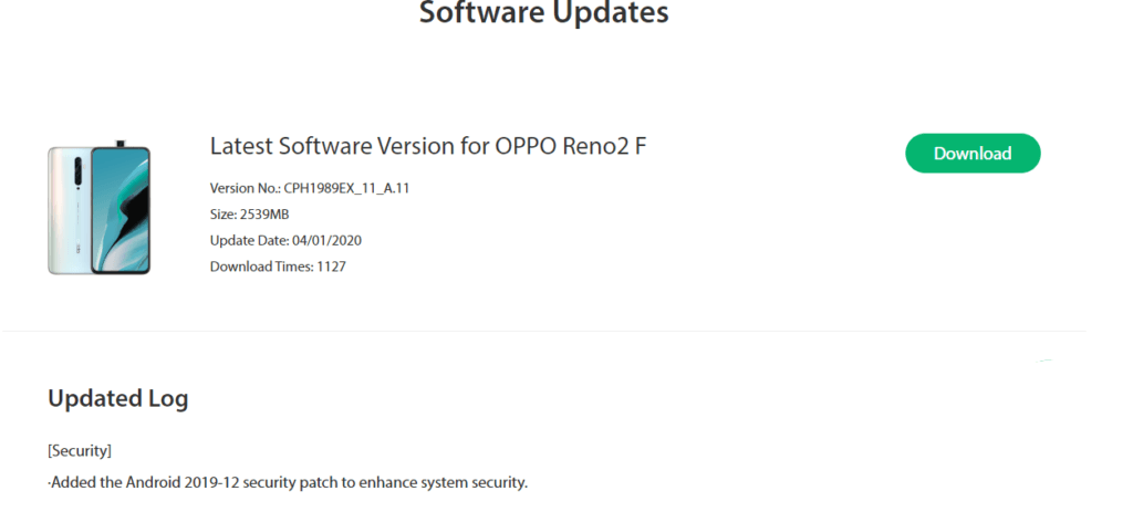 Oppo Reno 2F December Security Patch Update Rolling Out - Realme Updates