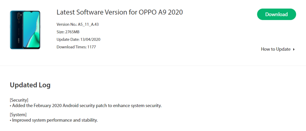 Oppo A9 2020 April Security Patch Update Started Rolling out [CPH1937EX_11A.49] - Realmi Updates