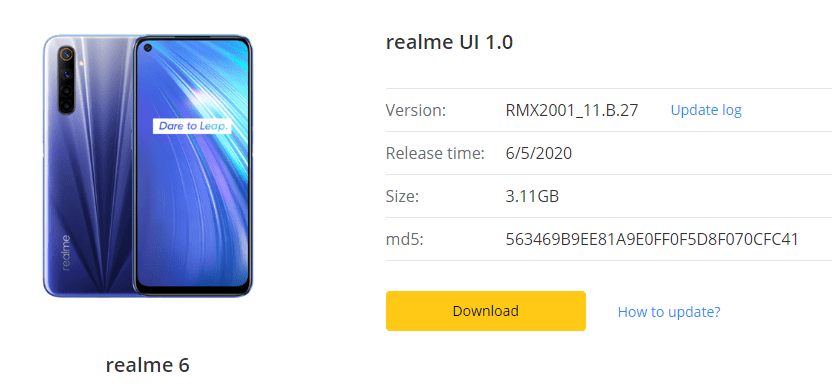 Realme 6 May 2020 Update Added New Ultra Steady Feature, Adds Solar Charging Animation & More [RMX2001_11.B.27] - Realmi Updates