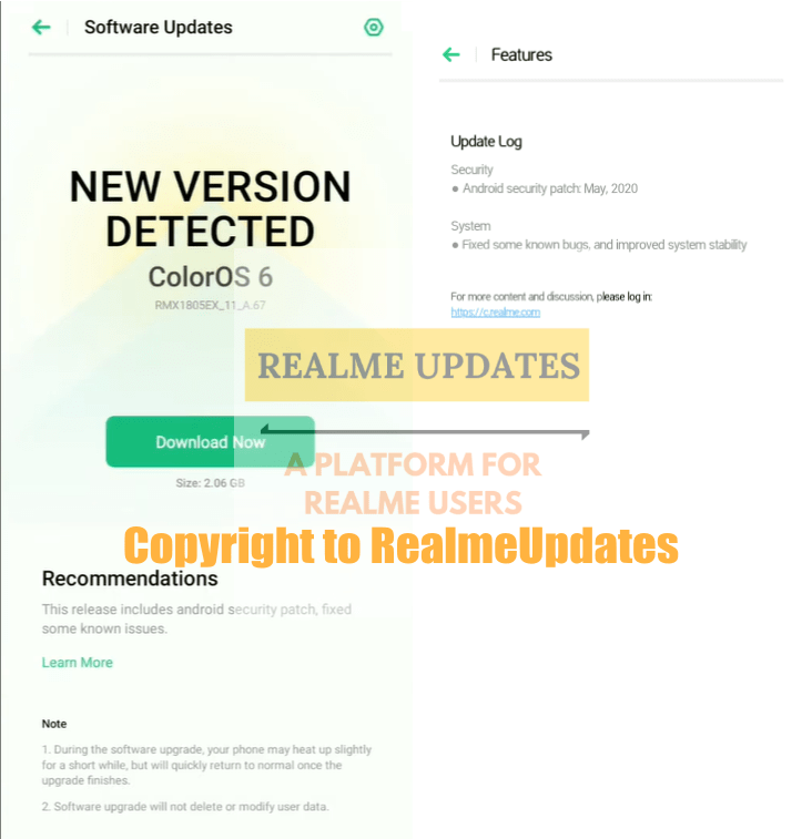 Realme C1 May 2020 Security Patch Update Software Update Screenshot