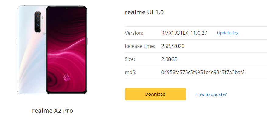 Realme X2 Pro May 2020 C.27 Security Patch Update Brings DocVault Feature, Fixed PUBG & Much More [RMX1931EX_11.C.27] - Realme Updates