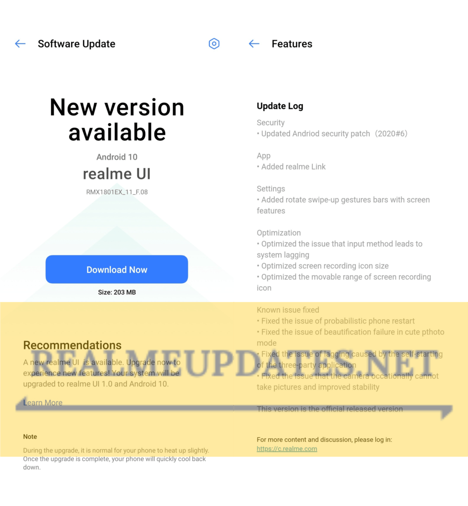 Realme 2 Pro F.08 June 2020 Security Patch Update Screenshot [RMX1801EX_11_F.08] - Realme Updates