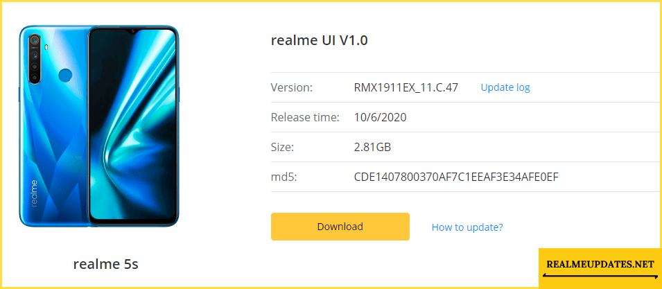 Realme 5s Software Update Page - Realme Updates-