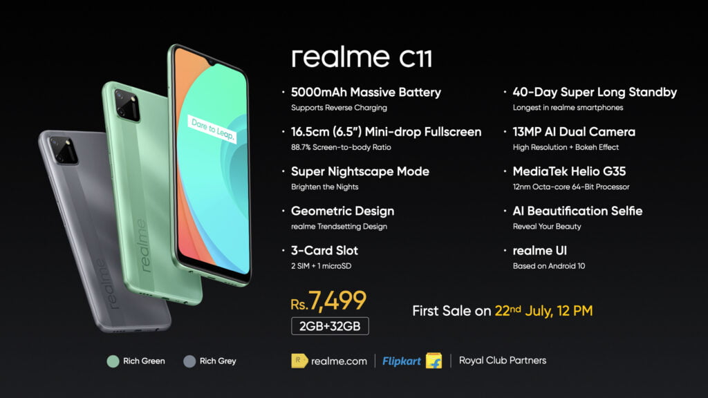 Finally, Realme C11 Launched In India With MediaTek Helio G35, Dual Rear Cameras, 5000mAh & Much More - Realmi Updates