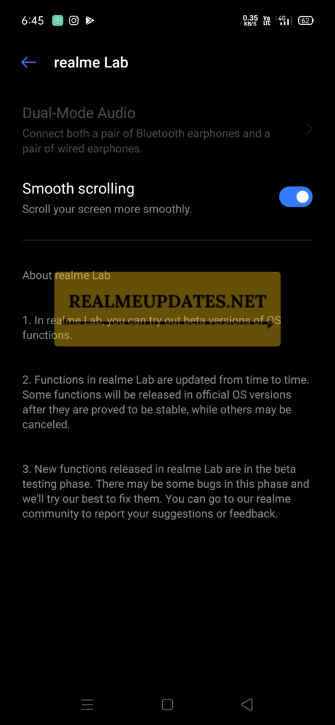 Realme UI Smooth Scrolling Feature - Realme Updates