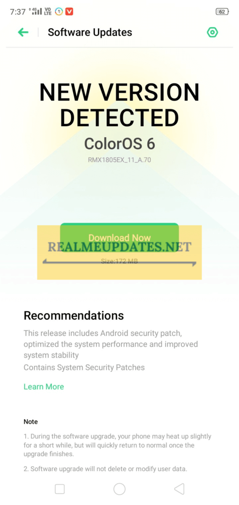 Realme 2 September 2020 Security Patch Update Screenshot - Realme Updates