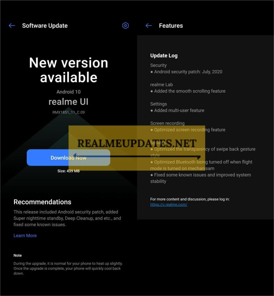 Realme 3 Pro September 2020 Security Patch Update Screenshot - Realme Updates