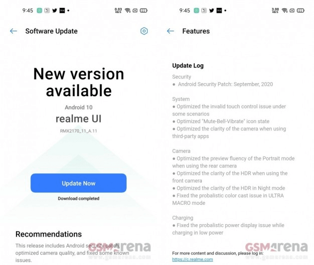 Realme 7 Pro September 2020 Update Screenshot - Realme Updates