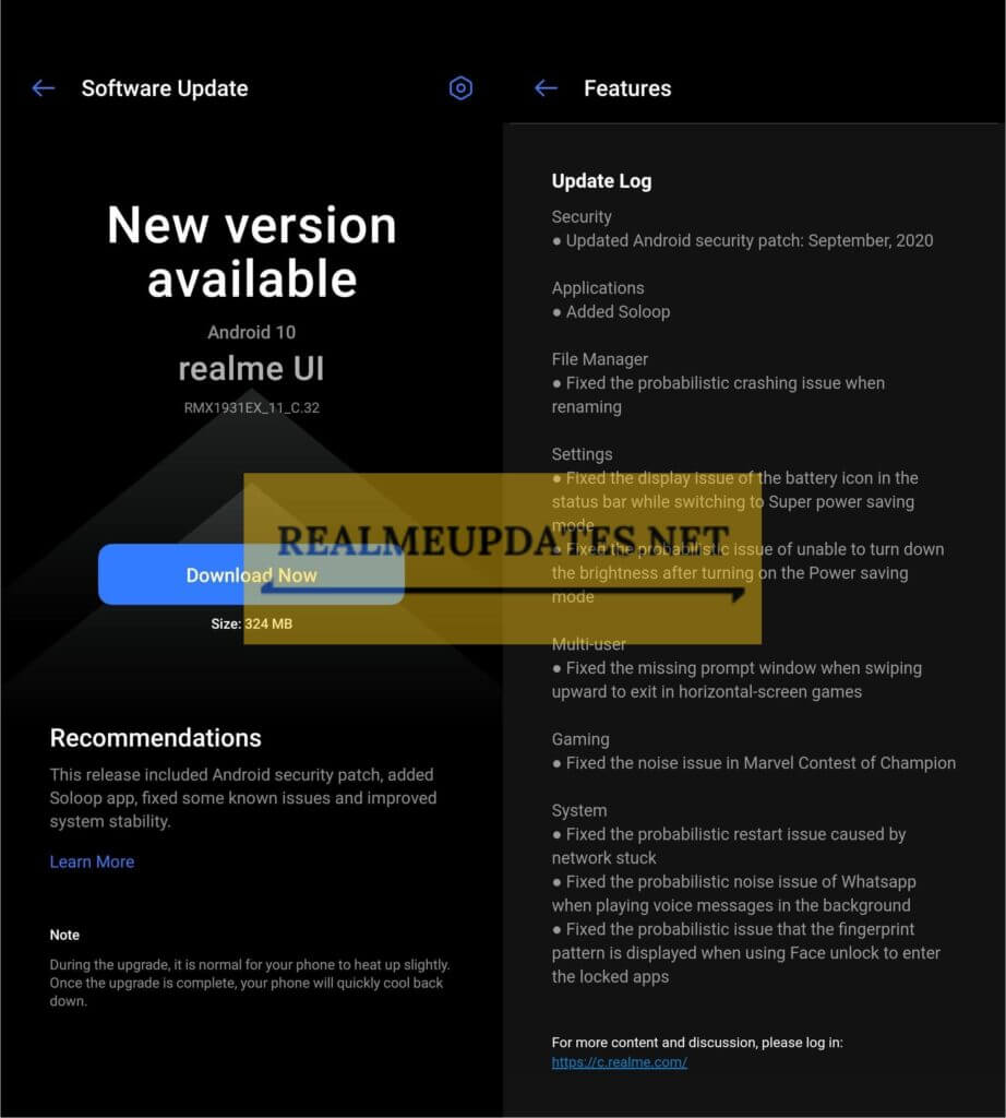 Realme X2 Pro September 2020 Security Patch Update Screenshot - Realme Updates
