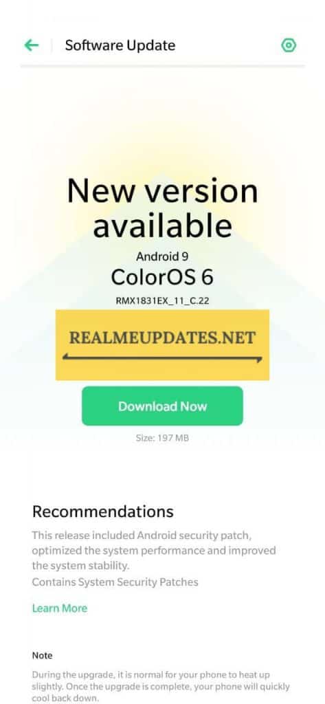 Realme U1 November 2020 Update Screenshot - Realme Updates