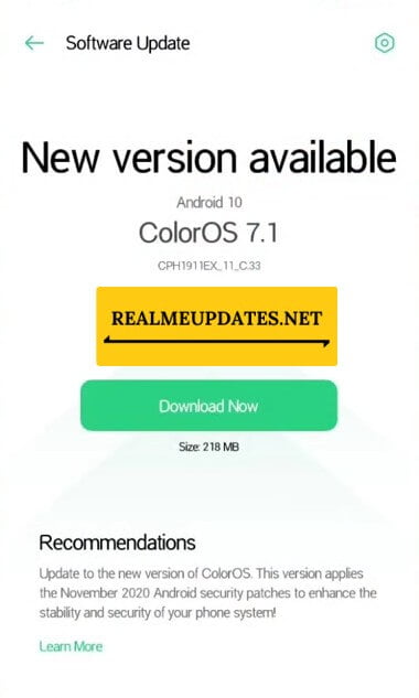 Oppo F11 December 2020 Update Screenshot - Realme Updates