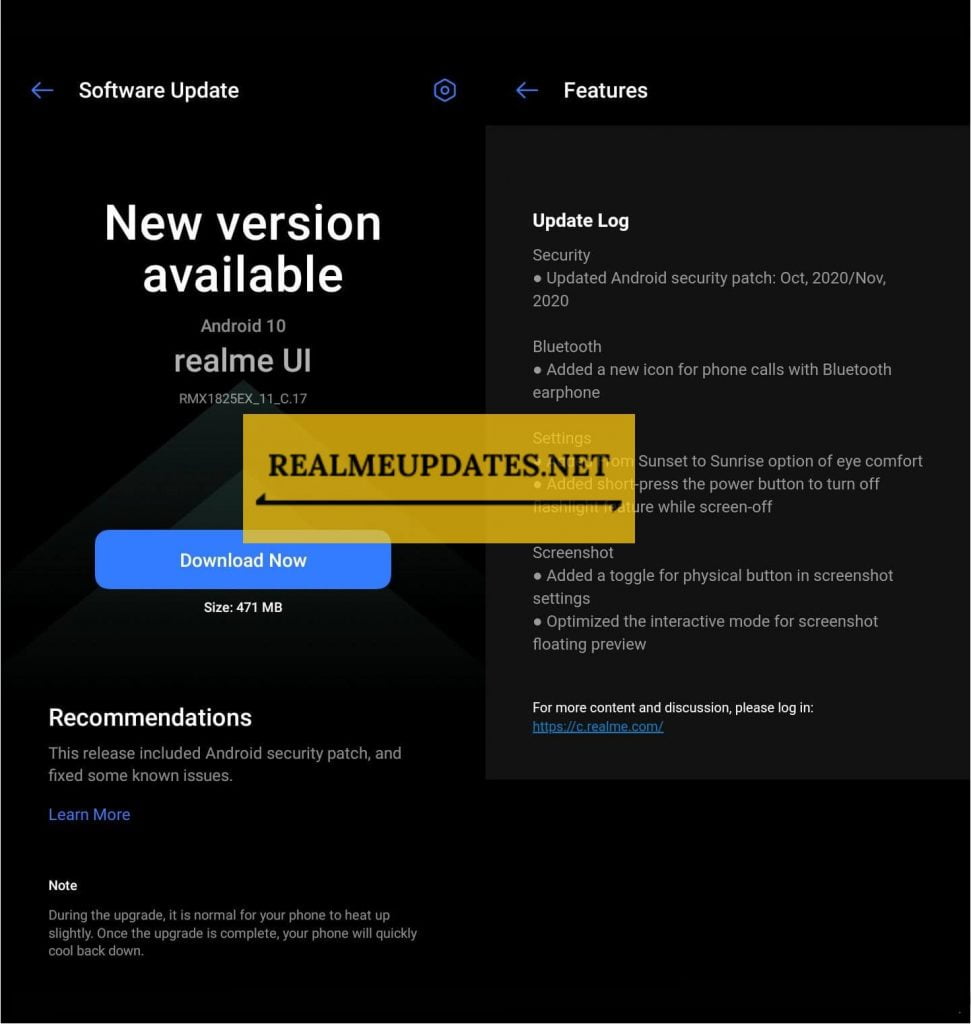 [C.17] Realme 3 November 2020 Update Screenshot - Realme Updates