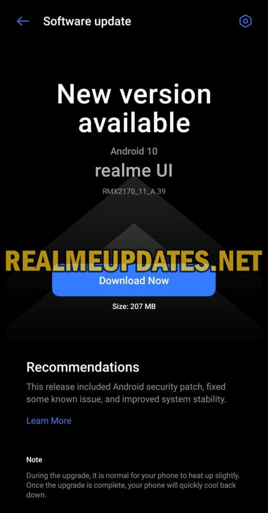 Realme 7 Pro May 2021 Security Update Screenshot - Realme Updates