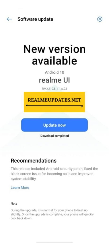 Realme Narzo 20 December 2020 Update Screenshot - Realme Updates