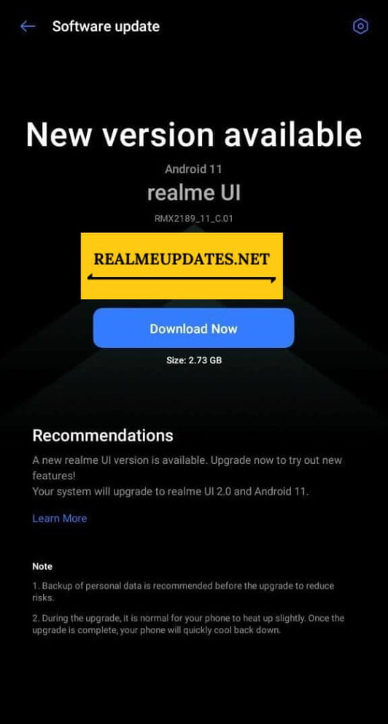 Realme C12 Realme UI 2.0 Android 11 Beta 1 Update Screenshot - RealmeUpdates.Net