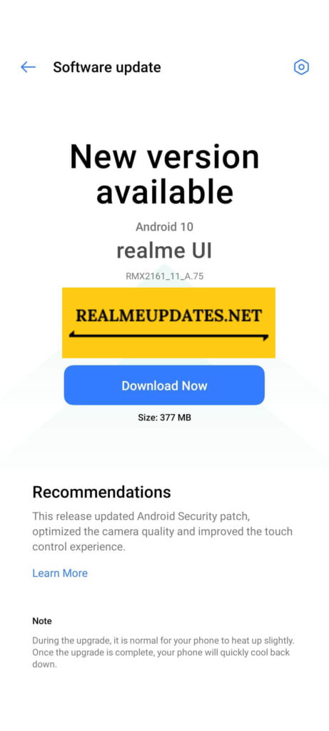 [A.75] Realme Narzo 20 Pro December 2020 Security Update Released In India Brings New Android Security Patch, Optimized Camera, Touch Control & More - Realmi Updates