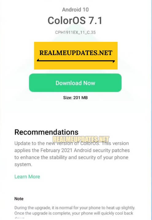 [C.35] Oppo F11 February 2021 Security Update Released Based On ColorOS 7.1 Brings New Android Security Patch, Improved System Stability & More - Realmi Updates