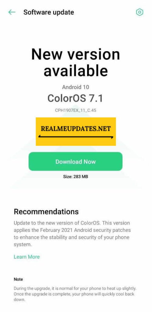Oppo Reno 2 February 2021 Security Update Screenshot - RealmeUpdates.Net