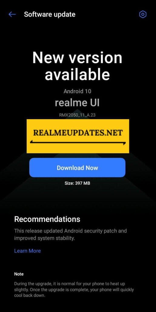 Realme Narzo 20A January 2021 Security Update Screenshot - RealmeUpdates.Net