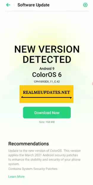 Oppo K1 March 2021 Security Update Screenshot - Realme Updates