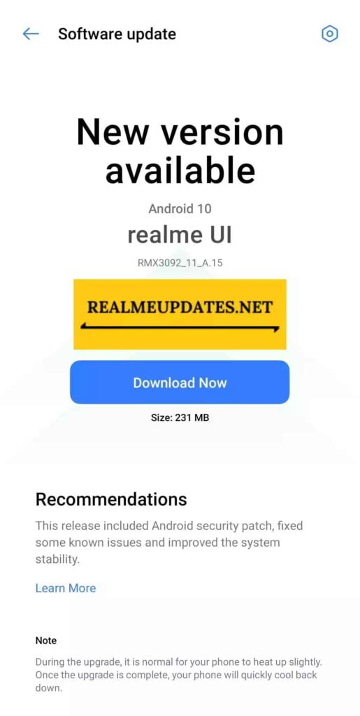 Realme X7 February 2021 Security Update Screenshot - Realme Updates