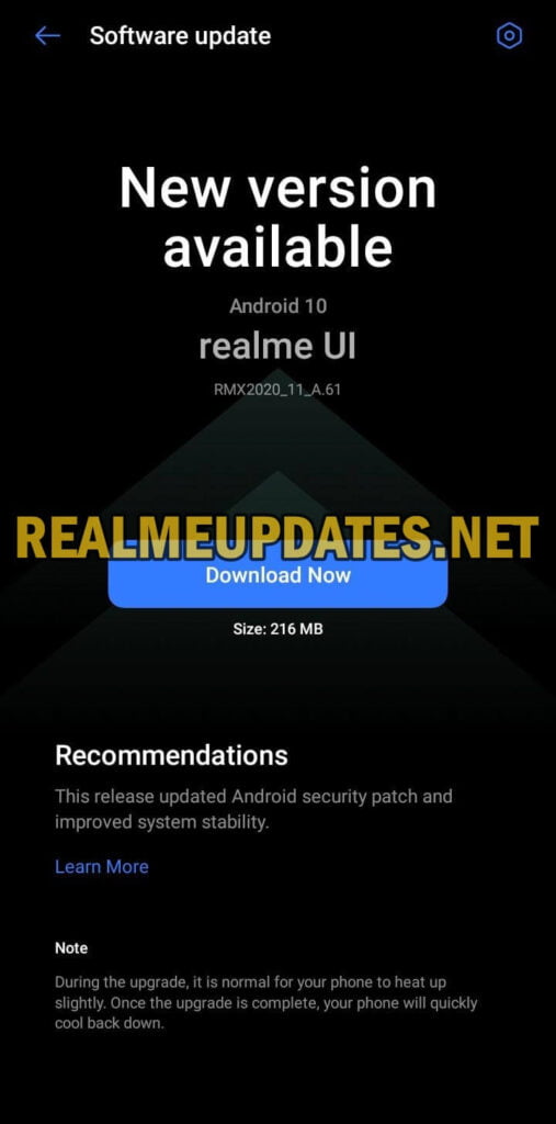 Realme Narzo 10A April 2021 Security Update Screenshot - Realme Updates