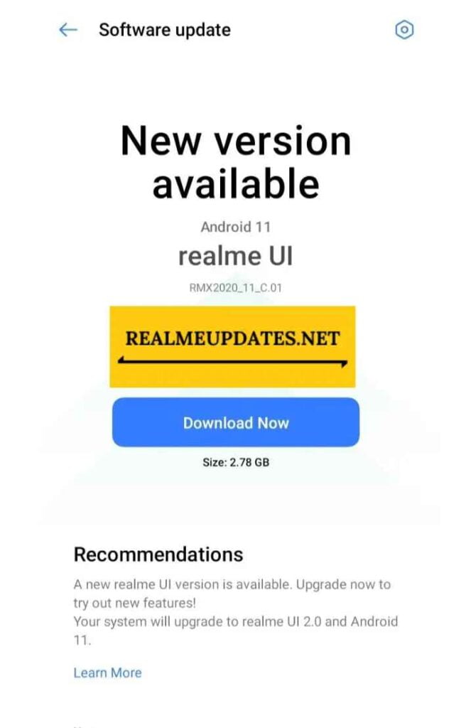 Realme Narzo 10A Realme UI 2.0 Android 11 Beta 1 Update Screenshot - Realme Updates