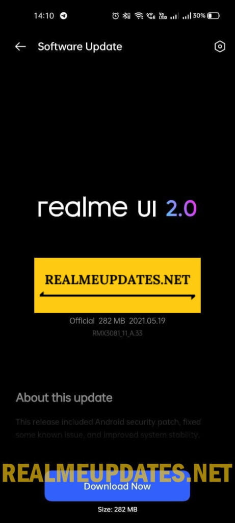 Realme 8 Pro May 2021 Security Update Screenshot - Realme Updates