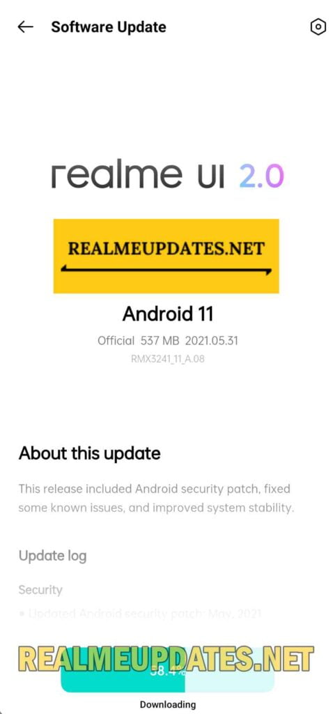 Realme 8 5G May 2021 Security Update Screenshot - Realme Updates