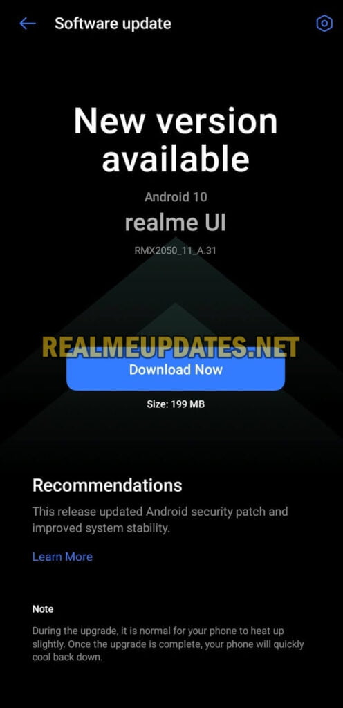 Realme Narzo 20A May 2021 Update Screenshot - Realme Updates