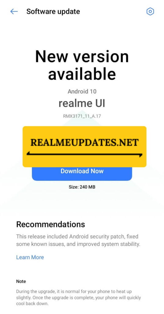 Realme Narzo 30A May 2021 Security Update Screenshot - Realme Updates