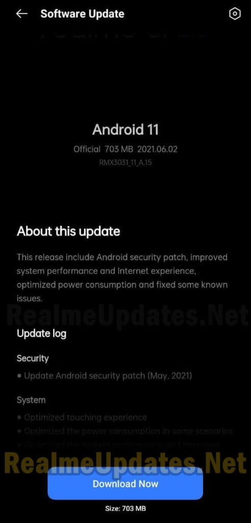 Realme X7 Max May 2021 Security Update Screenshot - Realme Updates
