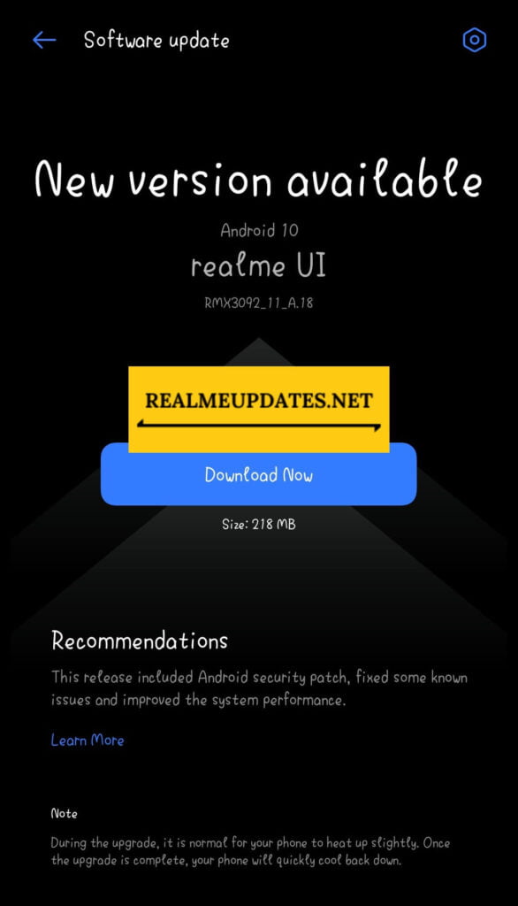 Realme X7 May 2021 Security Update Screenshot - Realme Updates