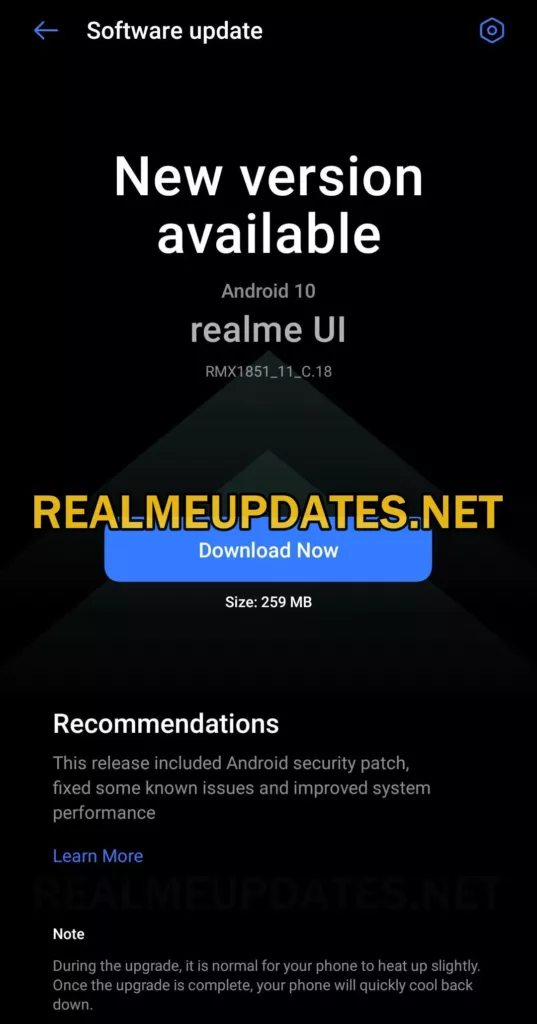 Realme 3 Pro July 2021 Security Update Screenshot - Realme Updates