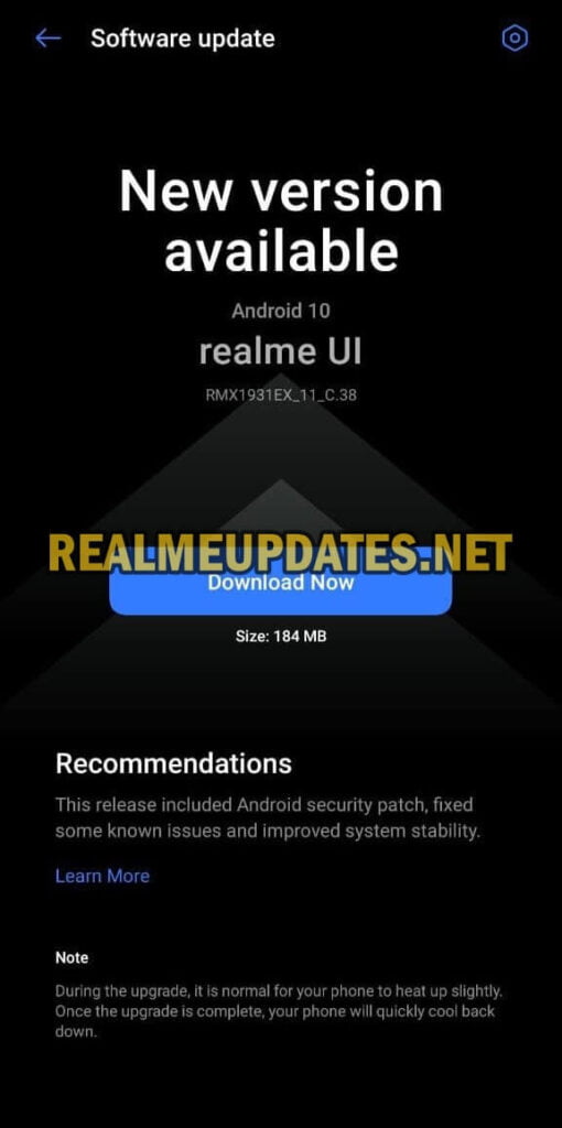 Realme X2 Pro June 2021 Security Update Screenshot - Realme Updates