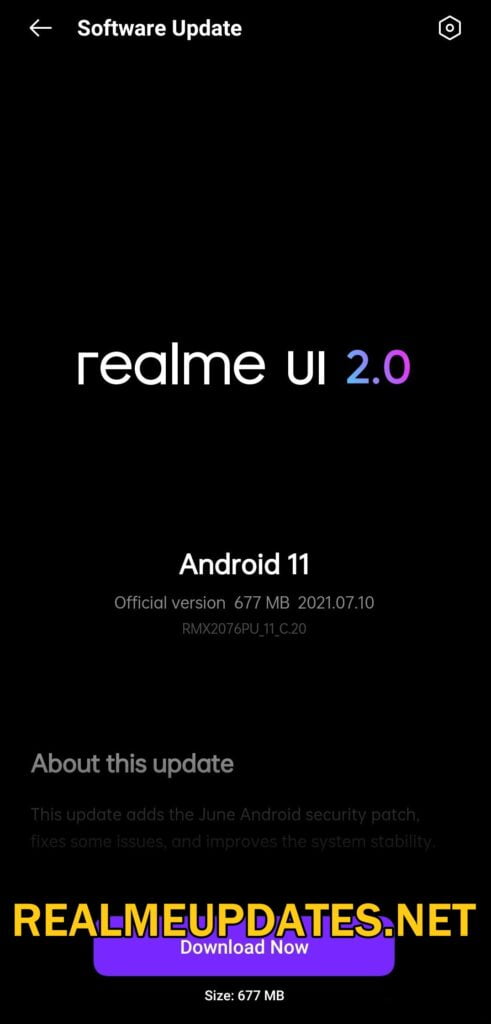 Realme X50 Pro June 2021 Security Update Screenshot - Realme Updates