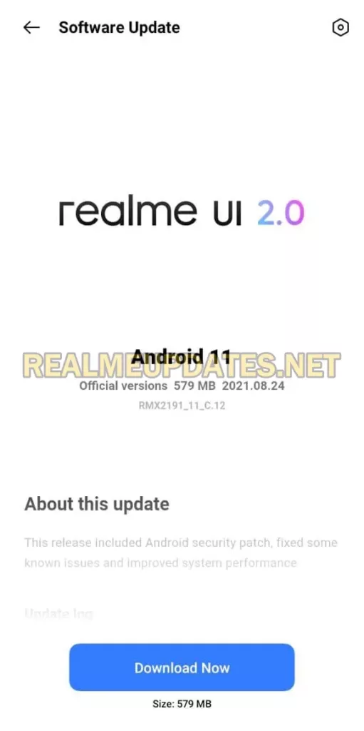 Realme Narzo 20 August 2021 Security Update Screenshot - Realme Updates