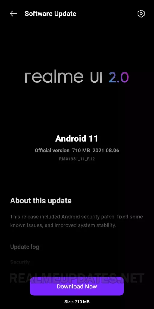 Realme X2 Pro July 2021 Security Update Screenshot - Realme Updates