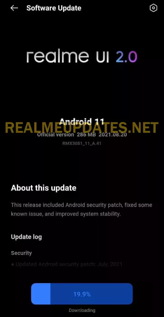 Realme 8 Pro July 2021 Security Update Screenshot - Realme Updates