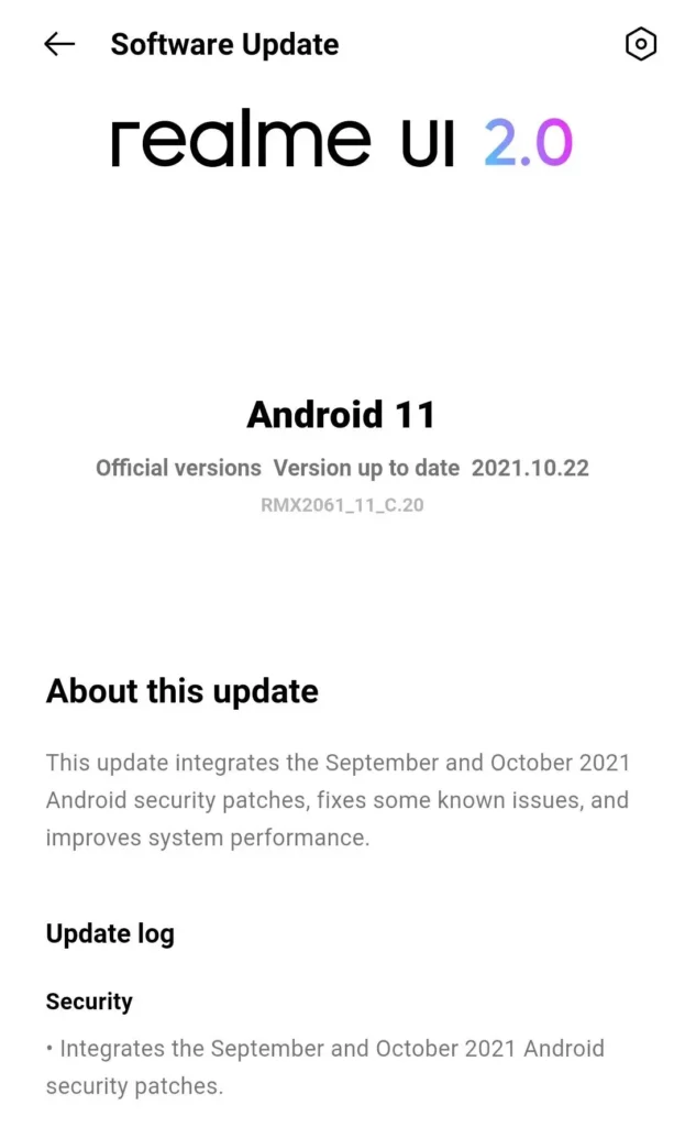 Realme 6 Pro October 2021 Security Update Screenshot - RealmiUpdates