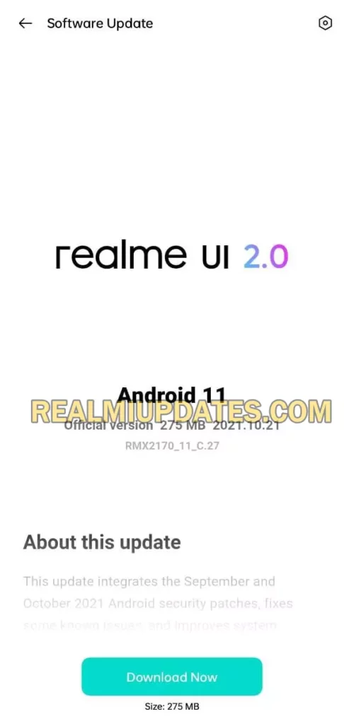 Realme 7 Pro October 2021 Security Update Screenshot - RealmiUpdates