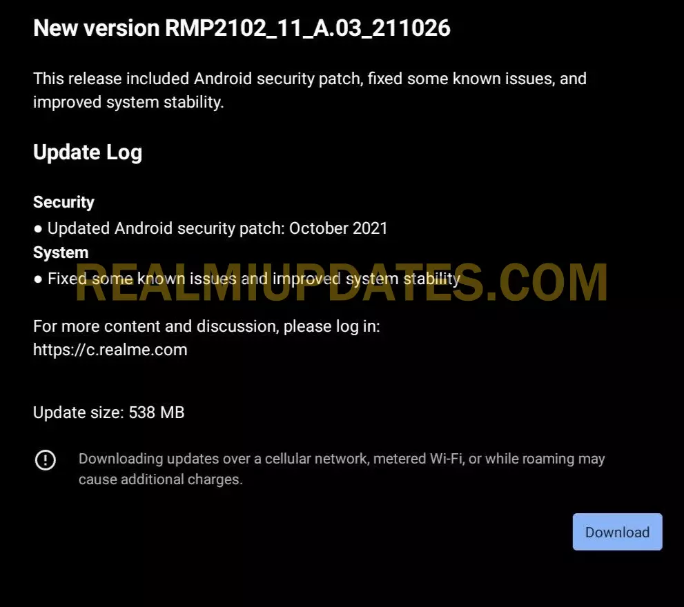 Realme Pad October 2021 Security Update Screenshot - RealmiUpdates