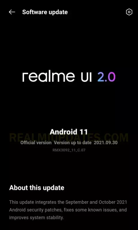 Realme X7 5G October 2021 Security Update Screenshot - RealmiUpdates