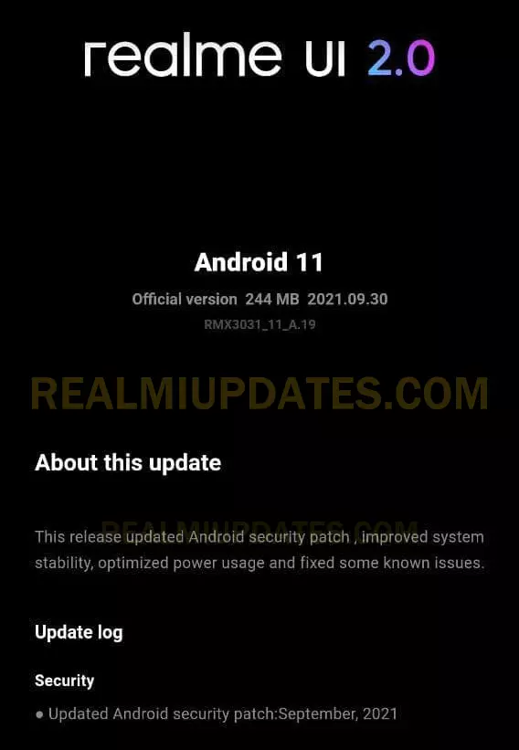 Realme X7 Max September 2021 Security Update Screenshot - RealmiUpdates