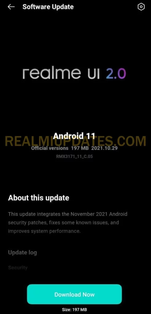 Realme Narzo 30A November 2021 Security Update Screenshot - RealmiUpdates.Com