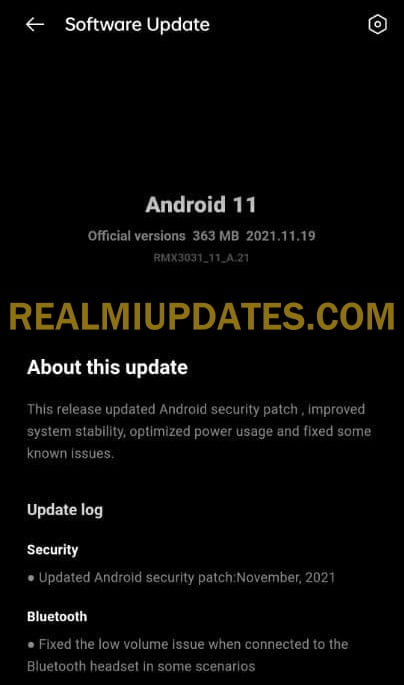 Realme X7 Max November 2021 Security Update Screenshot - RealmiUpdates.Com