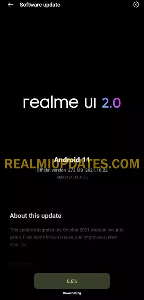 Realme X7 Pro October 2021 Security Update Screenshot - RealmiUpdates.Com